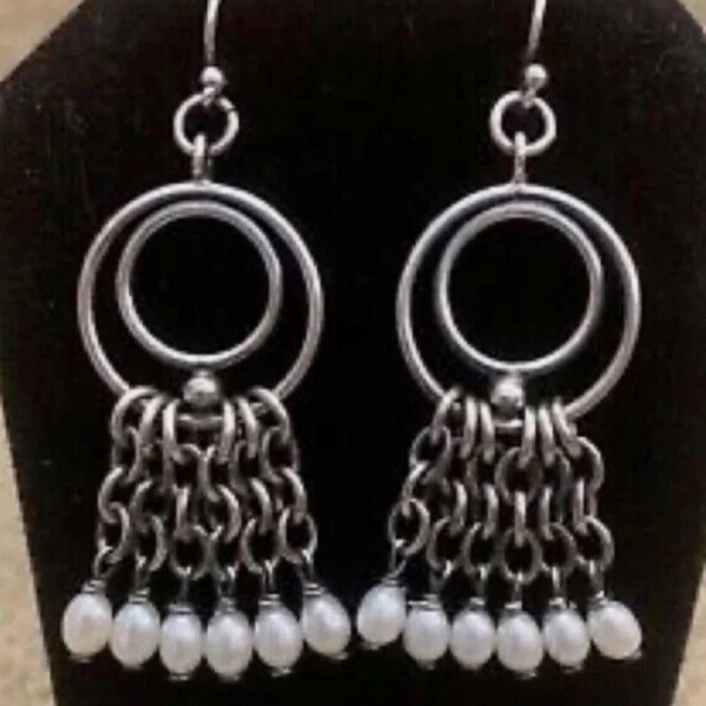 SILPADA Fresh Water Pearl Earrings RARE .925 Sterling Silver